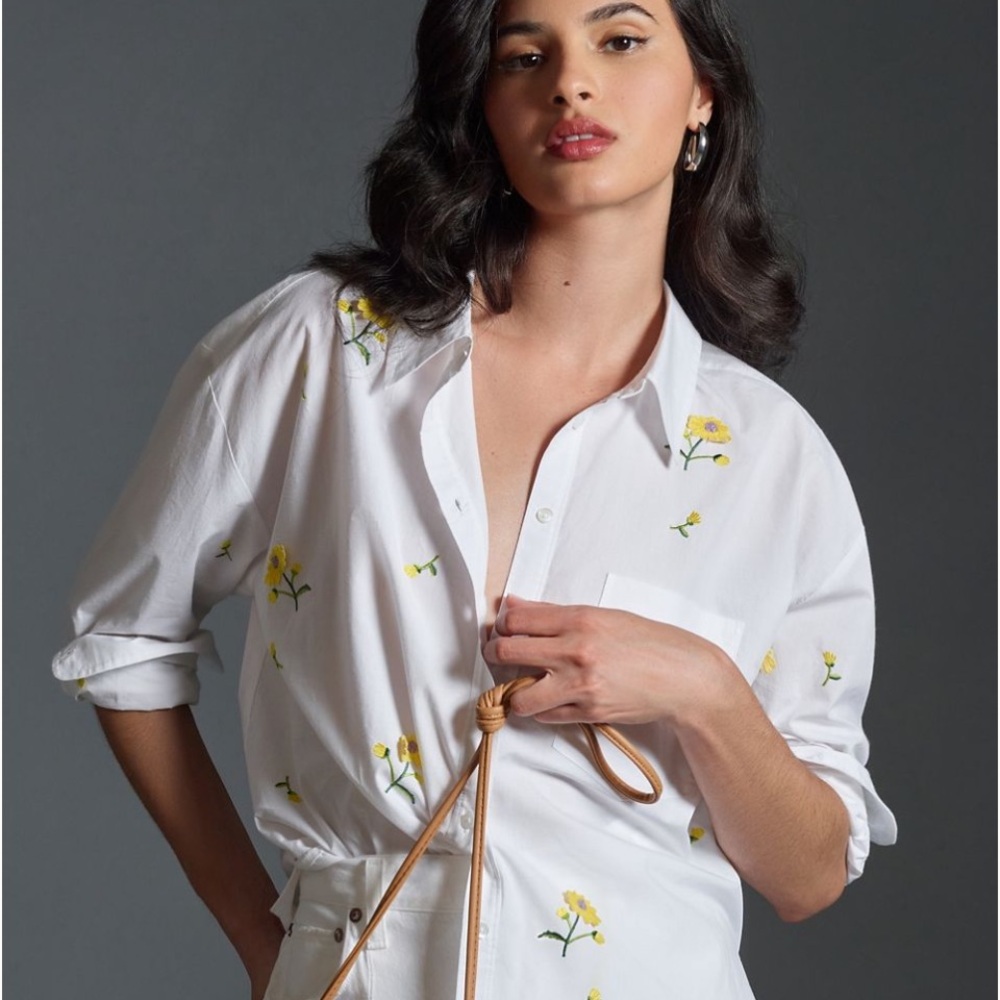 Anthropologie Maeve Bennet Button Down Embroidered Edition - XL